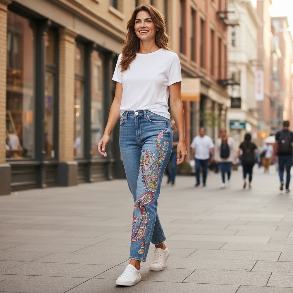 Willi Smith Light Blue Embroidered Jeans
